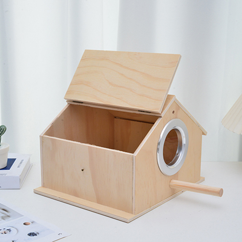 Wooden bird nest bird feeder bird house outdoor tree warm breeding box feeding bird cage creative box incubation House