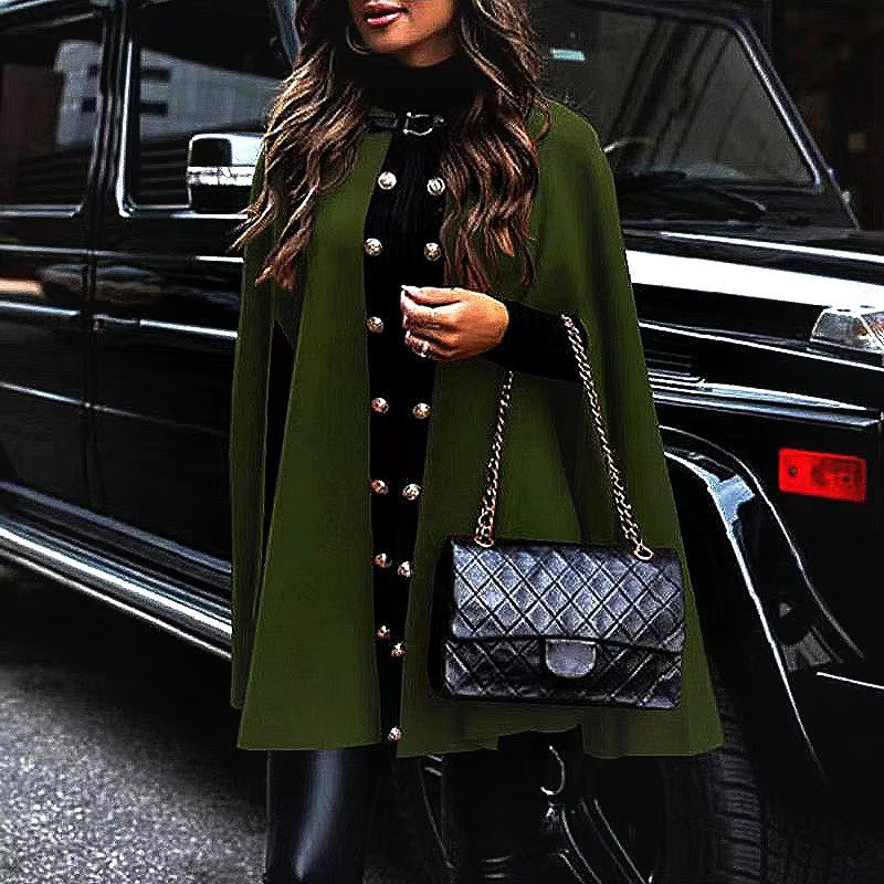 2023 New Cape short trench coat cross-border girl coat elegant temperament girl coat button cloak for women_voghion.com