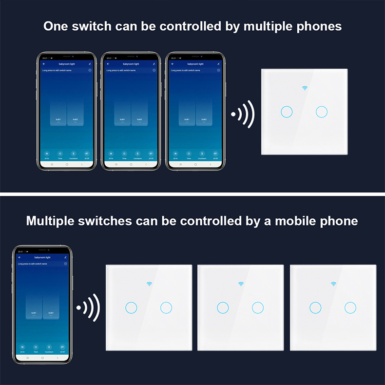 Tuya graffiti smart WiFi RF433 touch switch voice European gauge British gauge single zero fire universal wall switch