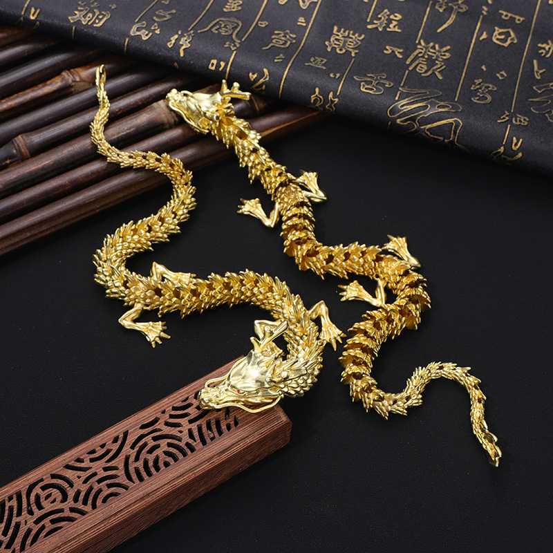 黃銅神龍3D可活動中式五爪金龍擺件古董古玩生肖龍工藝品收藏