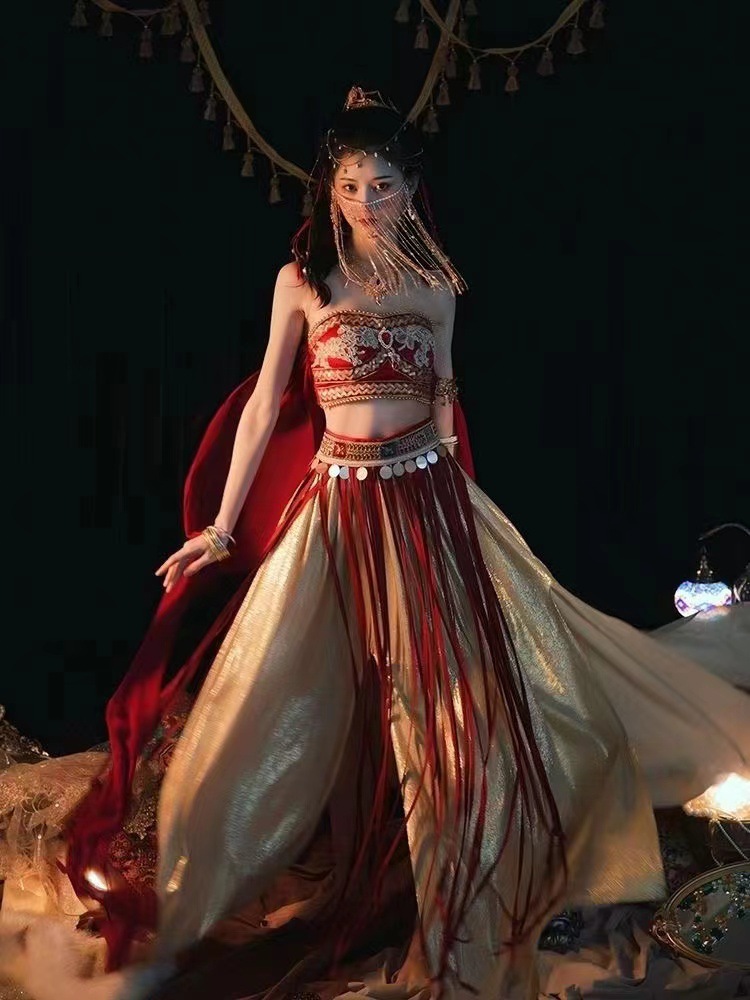 Rideau de surface Hanfu Voile antique Gland Oreilles suspendues Cheveux pour enfants Rideau de surface Couvre-visage Coiffe Ancienne Costery Bijoux assortis_voghion.com