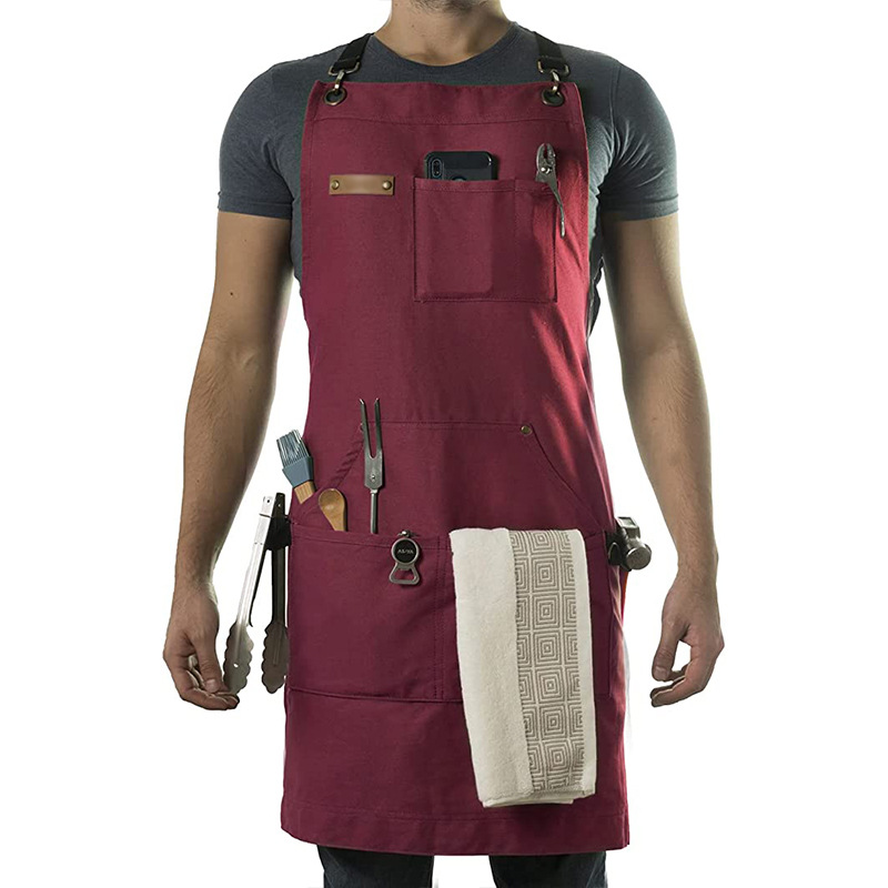 Amazon cross-border canvas apron cotton custom logo cafe Barber work clothes apron factory wholesale