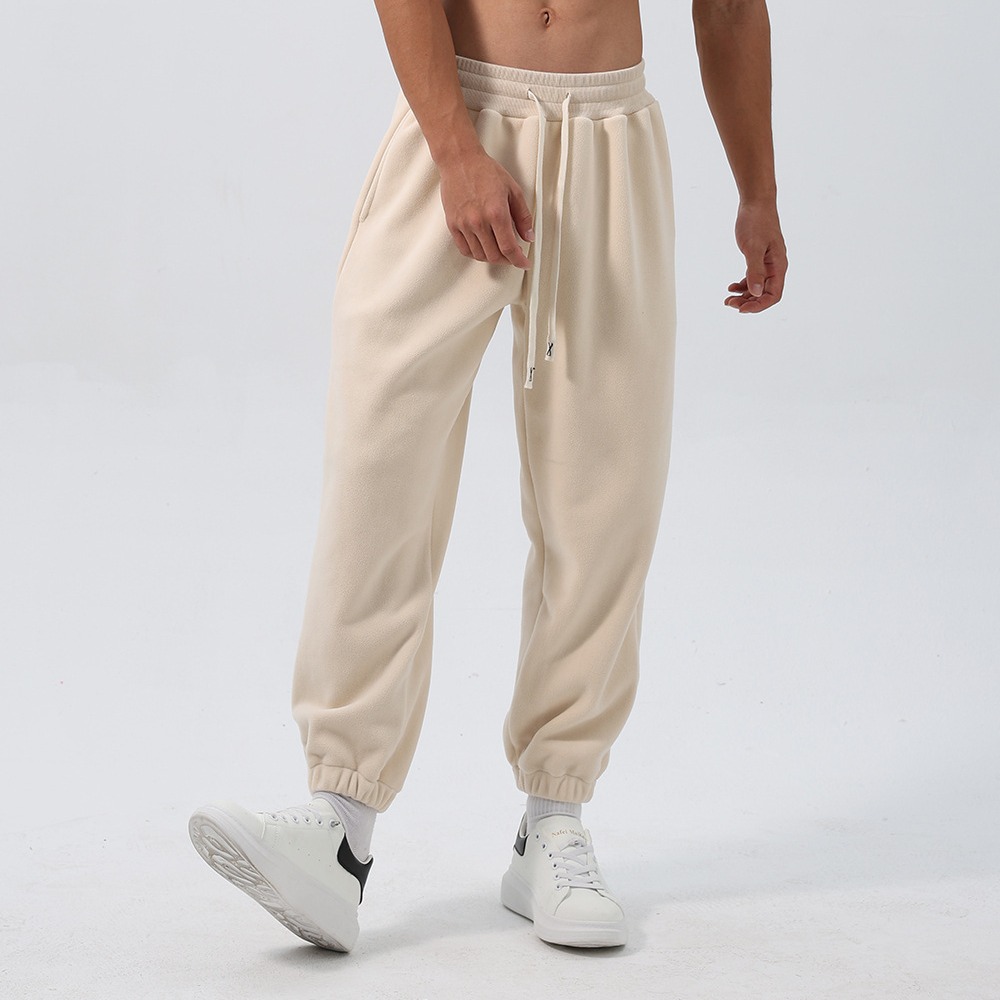 Autumn and winter sports suit men's loose long-sleeved round neck coat fleece-lined thickened trousers double-sided polar fleece two-piece set