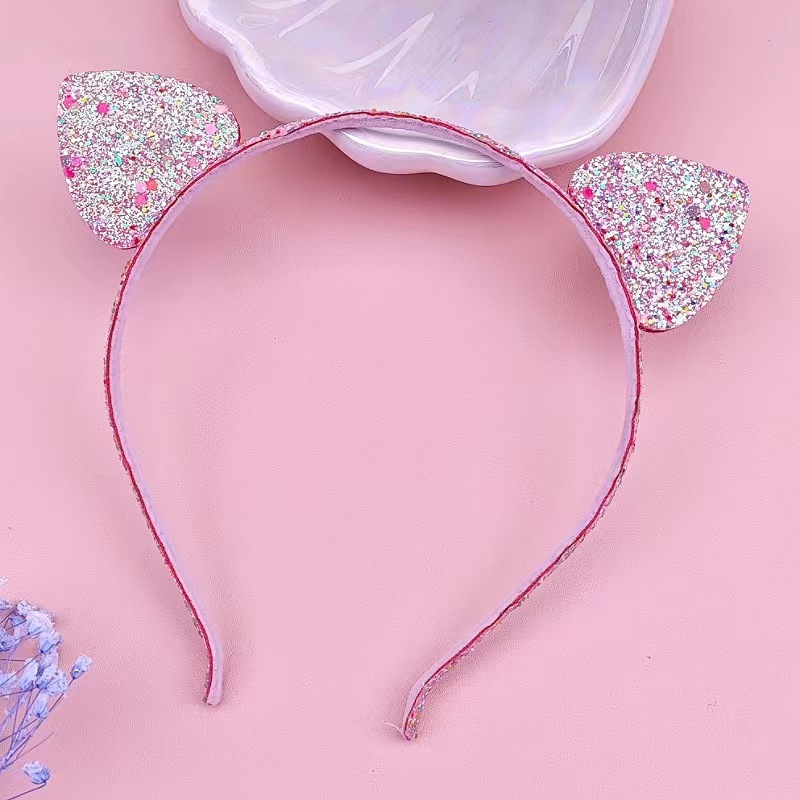 20908 three-dimensional animation cat ear hairband glitter sequins Glitter hairpin five-pointed star bow hair accessories