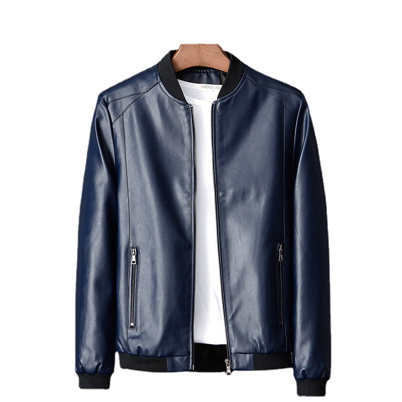 2021 New Leather Men's Casual Jacket Korean Fashionable Slim-fit Handsome Youth Spring and Autumn Motorcycle Jacket
