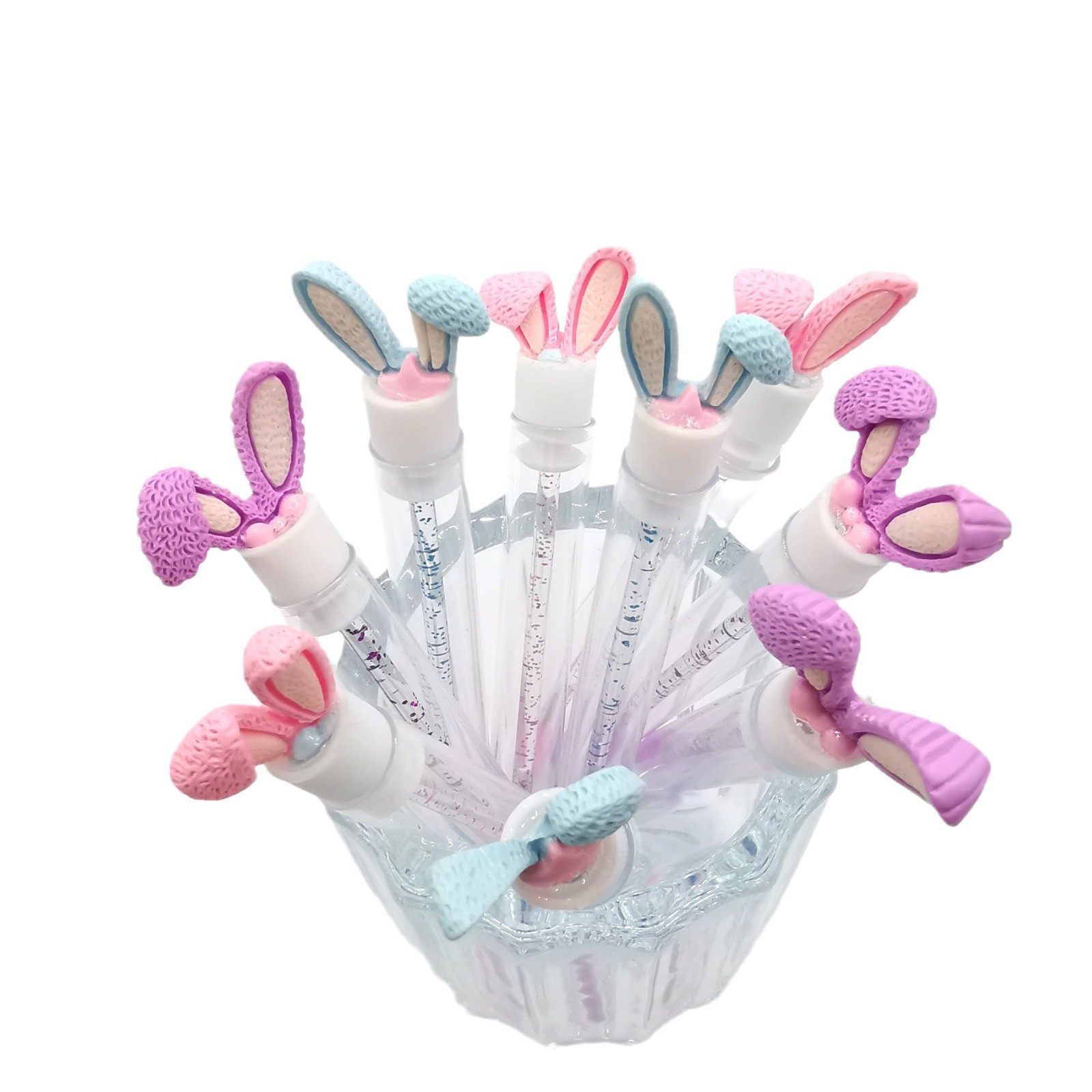 Cross-border test tube mascara brush rabbit ears non-disposable color crystal rod mascara brush eyebrow comb eyelash tool