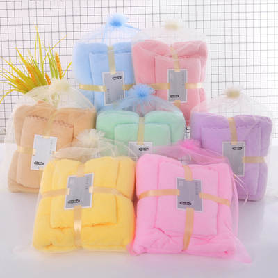 Factory direct towel bath towel coral velvet set two-piece set of mother and child towel activity gift wedding gift wholesale