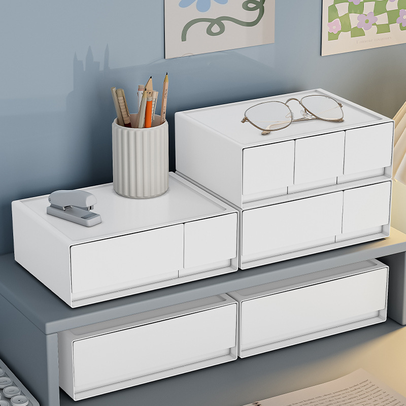 Storage box plastic desktop storage box cosmetic drawer organizing box free combination multi-layer stackable jewelry box