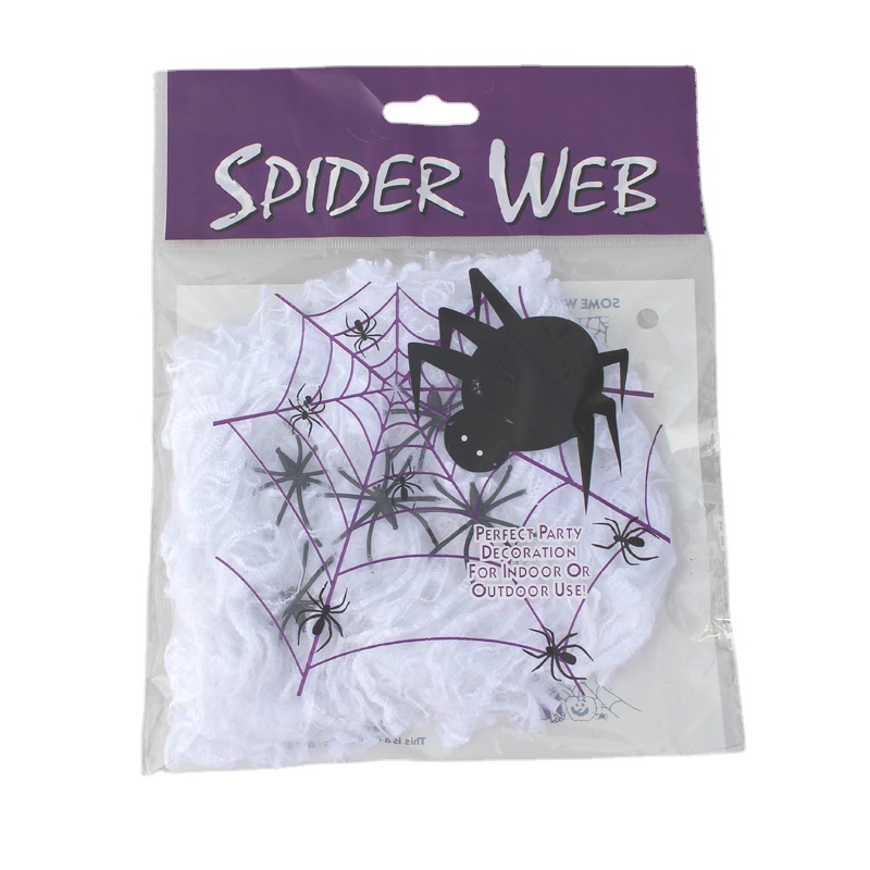 Halloween Spider Cotton Spider Web Spider Silk Small Spider Party Haunted House Decoration Props Cross Border Amazon