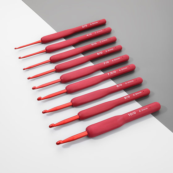 Factory alumina crochet set handmade diy weaving tool for beginners home Hook sweater non-slip Red Hook needle