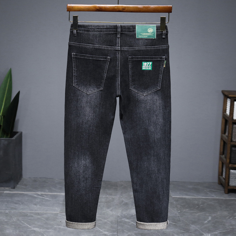 2025 Summer New Ice Silk Thin Jeans Men's Straight Slim-Fit Stretch Casual Trendy Men's Trousers