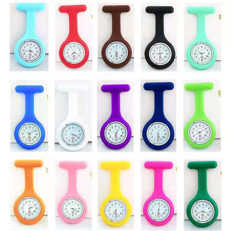 Foreign trade silicone nurse watch chest watch pin hanging watch student pocket watch can be fixed logo gift watch spot wholesale