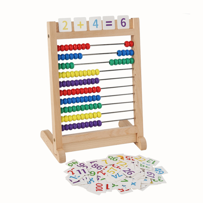 Wooden elementary school student math teaching aids ten-speed calculation rack children arithmetic artifact counter Abacus Rack addition and subtraction teaching aids