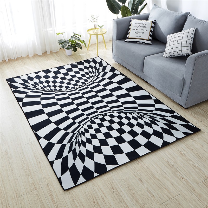 Factory direct cross-border trap visual carpet living room bedroom coffee table mat 3D geometric three-dimensional illusion