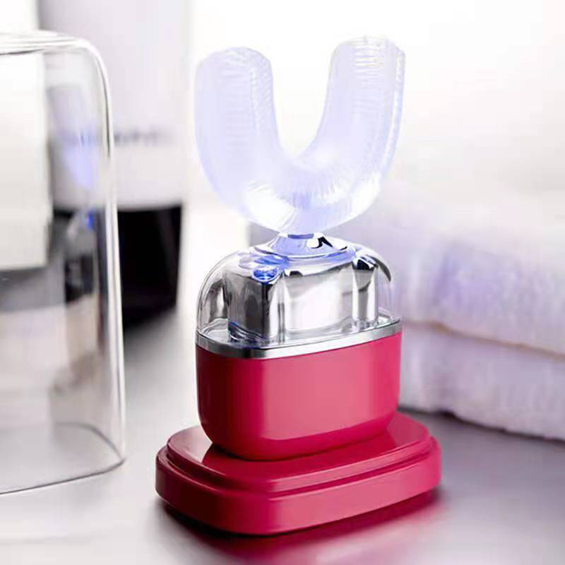 New Smart Sonic U-shaped silicone toothbrush electric adult children's mouth-containing toothbrush wireless charging dental cleaner