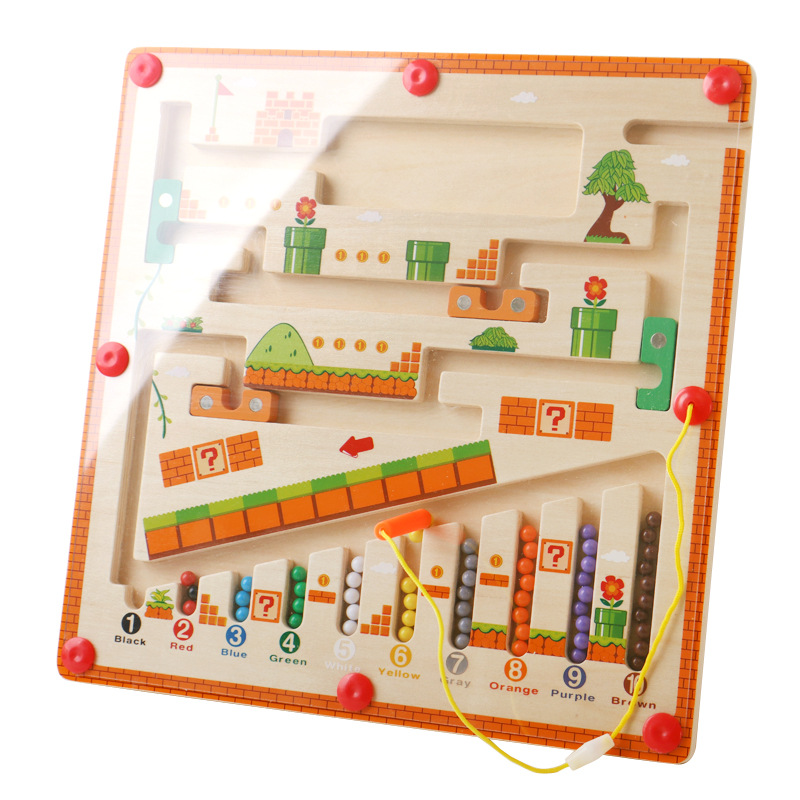 Cross-border children's wooden color digital cognitive classification magnetic organ maze children's educational toys 4-6