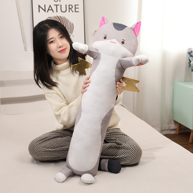 Cross-border New Cute Colorful Cat Long Pillow Salamander Cushion Pillow Halloween Send Male Girlfriend Sleeping Pillow
