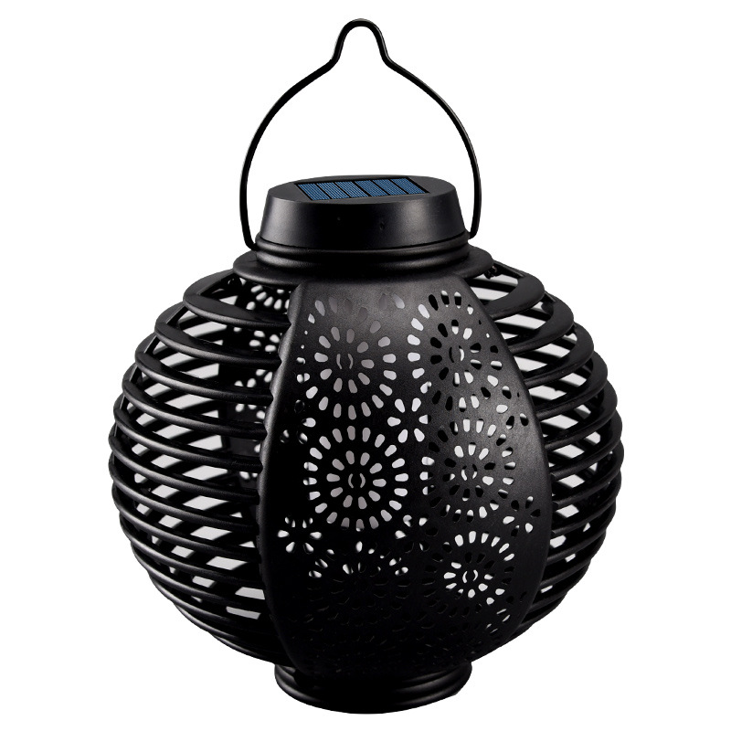Wilder new solar flame lantern lamp outdoor round rattan lantern courtyard hanging atmosphere chandelier