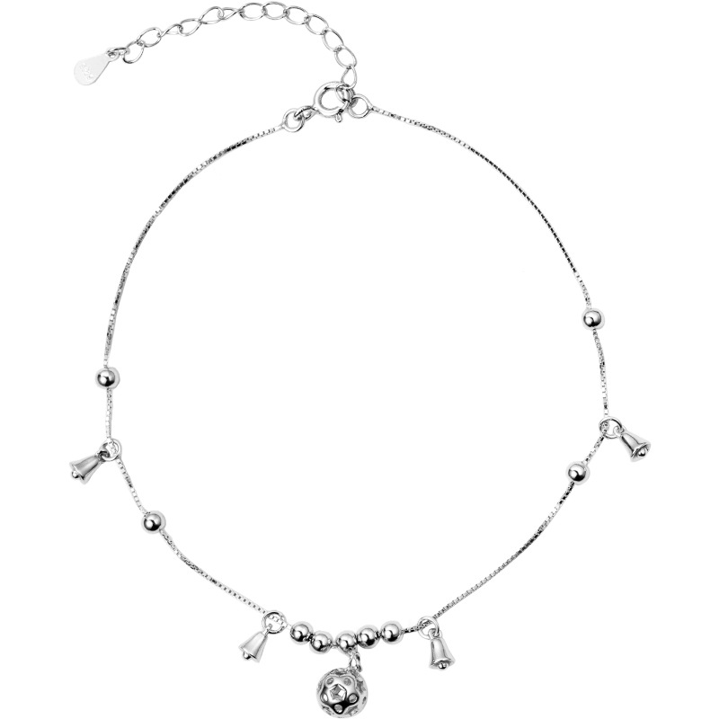 Under the banyan tree S925 silver palace bell anklet women's simple antique this year nie xiaoqian bell anklet 2022 new summer