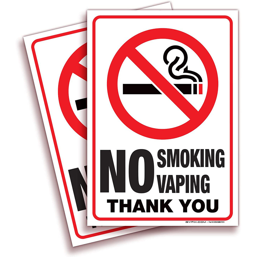 Spot goods 10*7 inch No Smoking electronic cigarette sign warning label waterproof No Smoking sticker