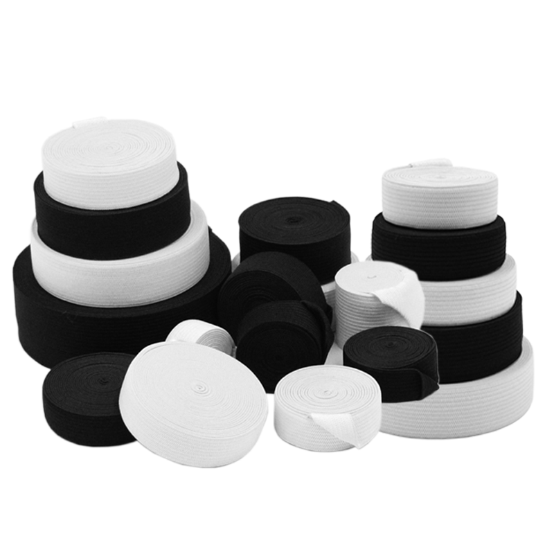 Spot Black and White Crochet Edge Latex Elastic Knitted Plain Flat Clothes Rubber High Elastic Wide Waist Elastic Band