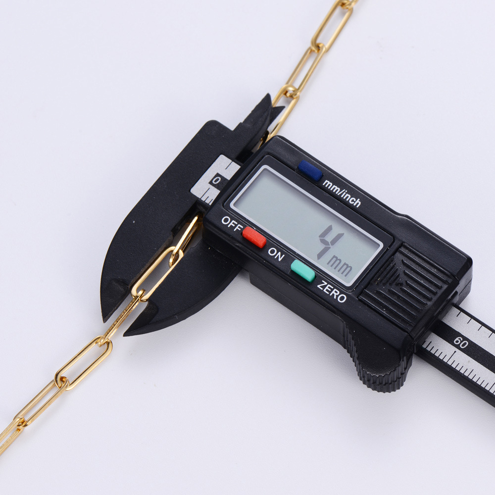 AML hot simple 18K gold plating 4mm wide stainless steel square flattened long cross chain