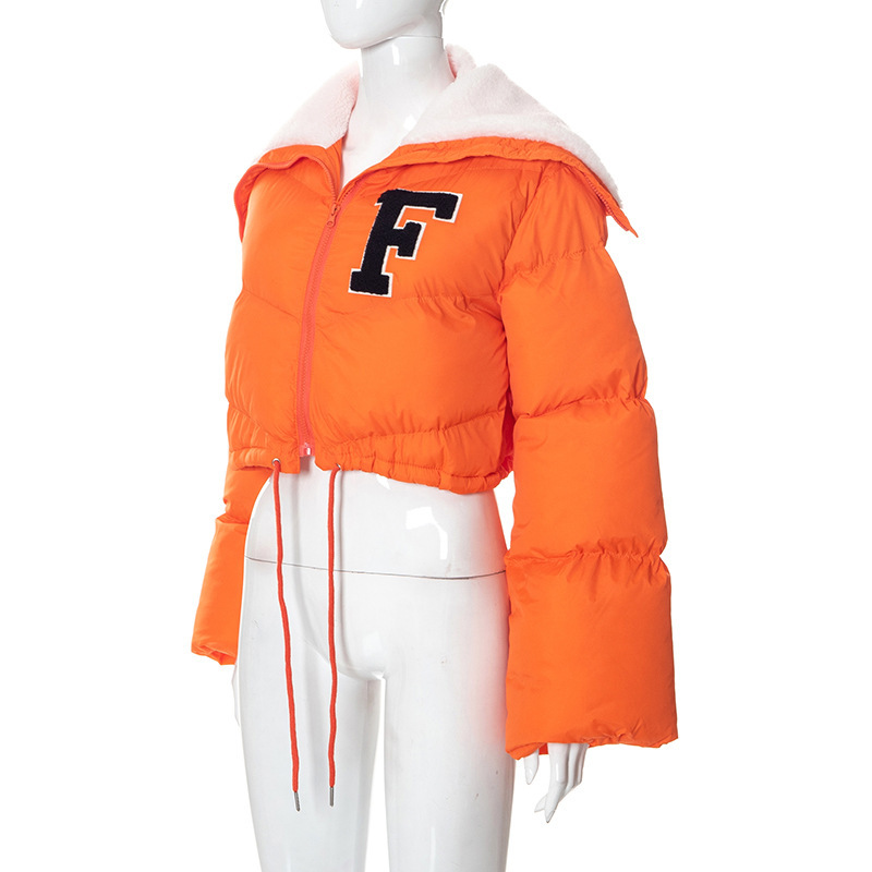 Q22TP392 European and American women's clothing 2022 autumn and winter New Fashion solid color embroidery North American small stand collar casual cot_voghion.com