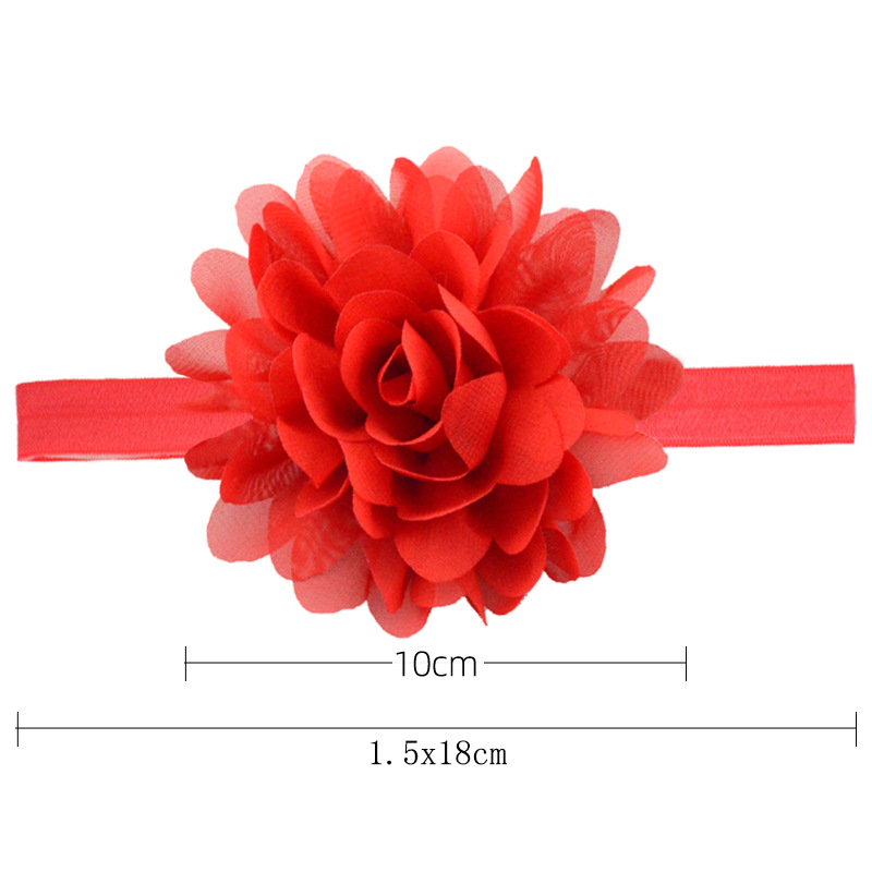 European and American hot selling baby elastic headband headdress 10cm laser cut chiffon big flower children elastic hair band