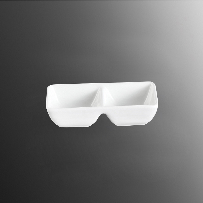 Pure White Flavor Dish Ceramic Sauce Dish Three-panel Dish Pigment Color palette Japanese-style Two-panel Dish Commercial Split Dip Dish