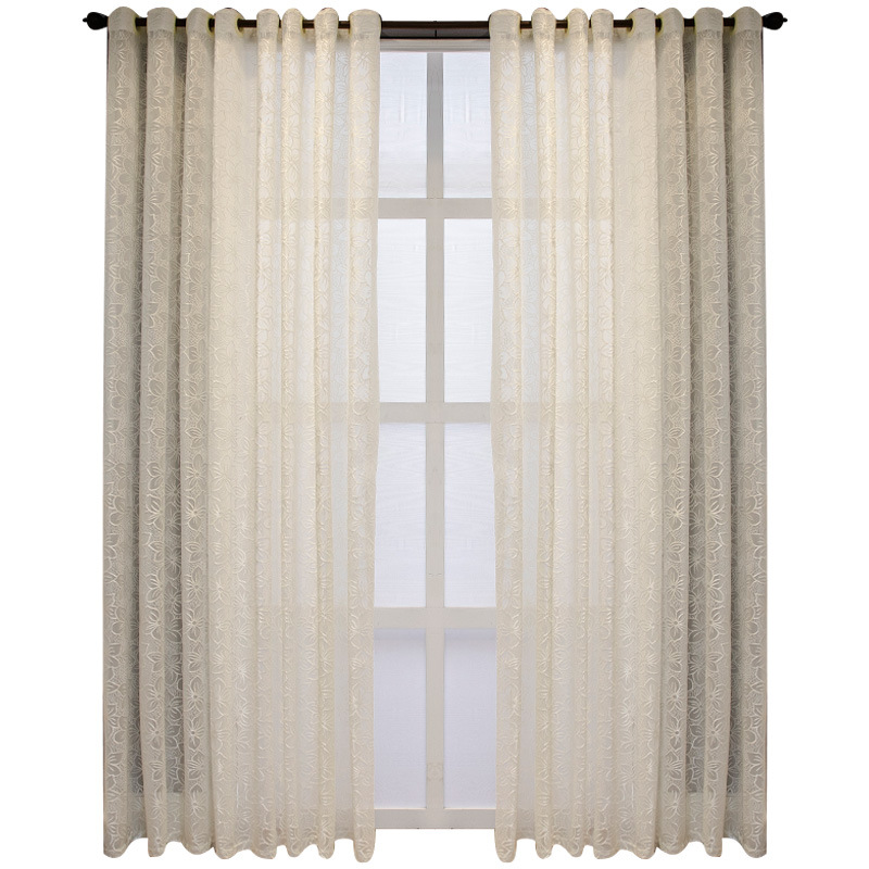 White sand window screen curtain cherry blossom embossed gauze curtain living room bedroom balcony cross-border finished transparent all-Match Factory wholesale