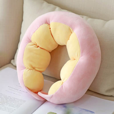 Cartoon plush U-shaped pillow PP cotton cute comfortable headrest outdoor travel portable U-pillow for wholesale peas