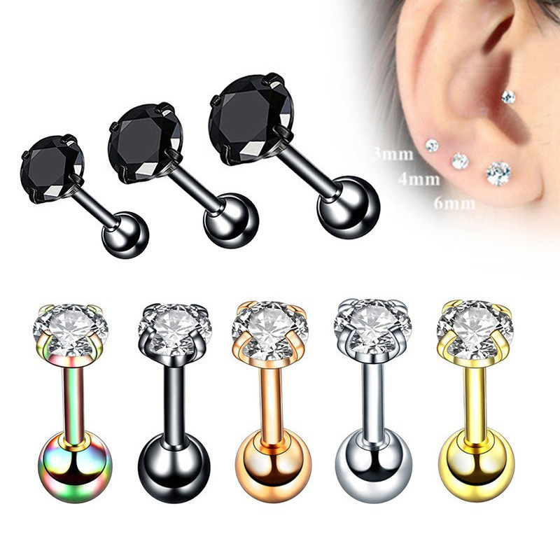 Medical stainless steel Zircon stud earrings Korean girls men's diamond earrings fashion ear bone nails wholesale jewelry