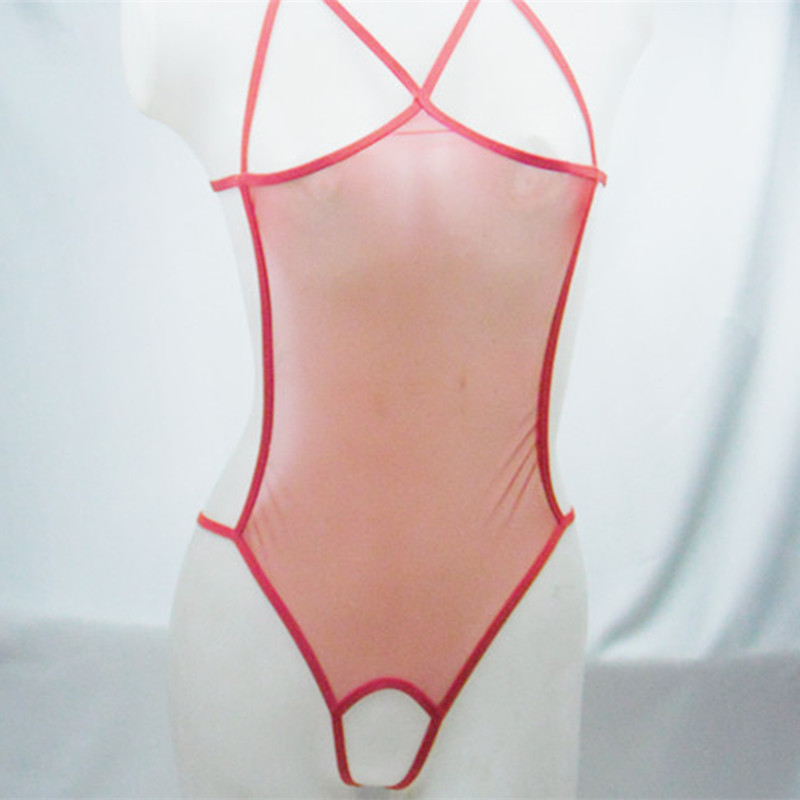 Sexy lingerie ladies sexy belly band mesh transparent sexy open crotch jumpsuit spot 8012_voghion.com
