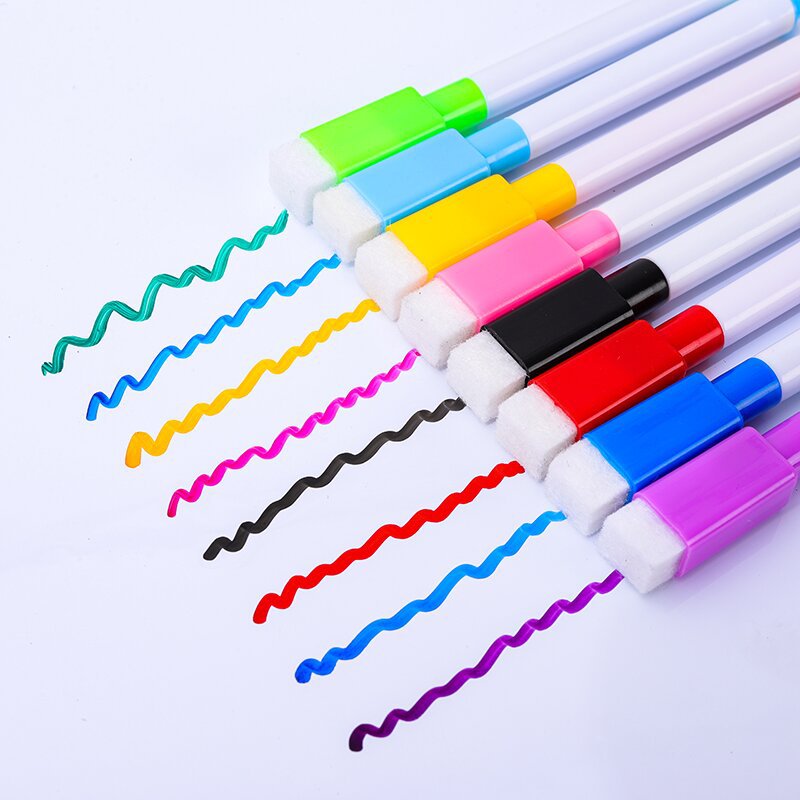 8 Color Bag Erasable Washable Color Core Black Core Whiteboard Pen with Brush Water-based Erasable Pen Advertising LOGO Printing