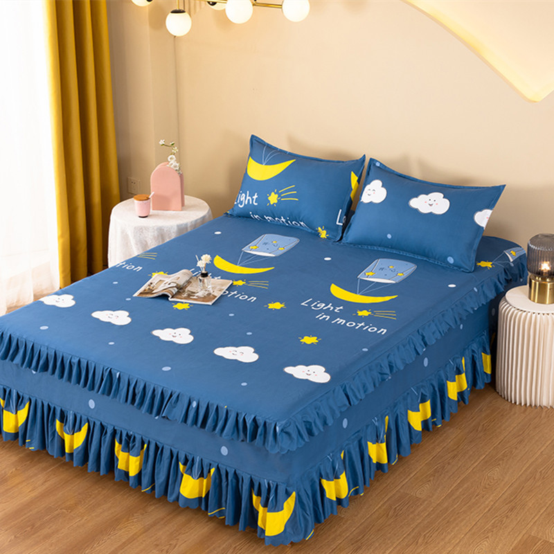 Korean Bed Skirt Bed Cover Single Princess Style Bed Skirt Bed Cover Bed Cover Can't Shrink and Ball Simple Double 1.8 M