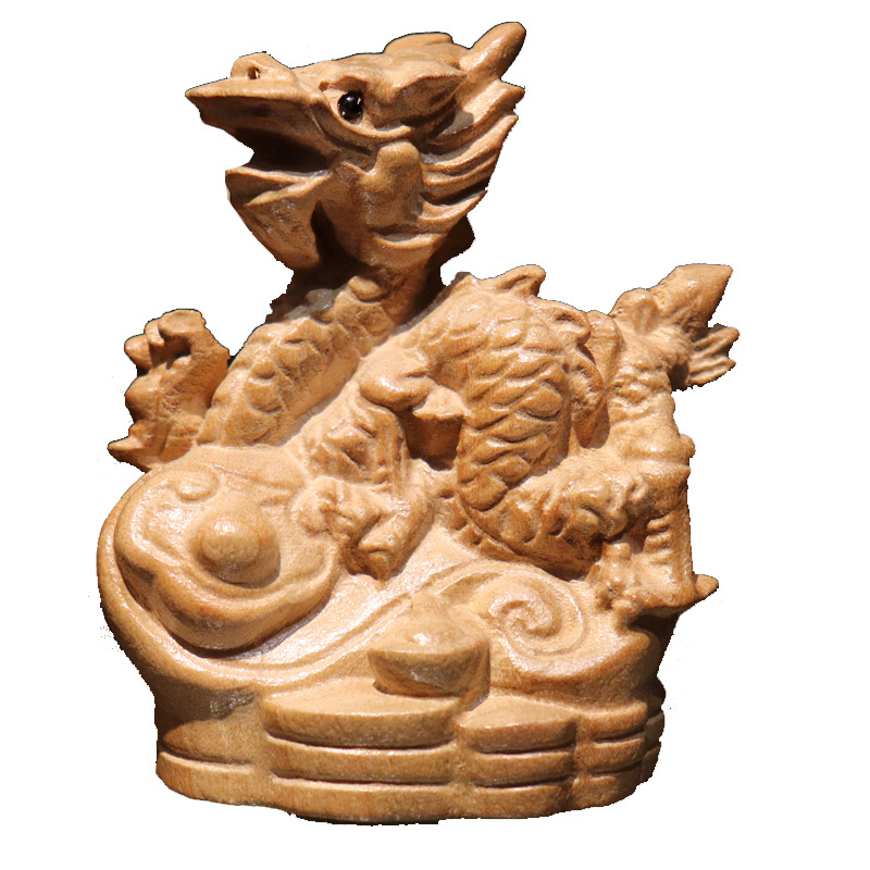 Peach Wood carving twelve zodiac animal wood carving ornaments wholesale wooden handlebar pieces scenic spot hot selling crafts