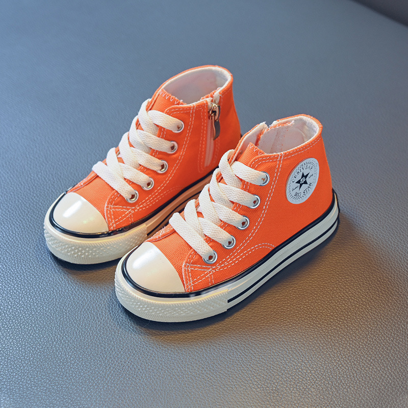 Spring 2024 New Children's High-top Canvas Shoes for Men and Women Small and Medium-sized Children's Korean-style Sneakers for Students Parent-child Lovers Shoes