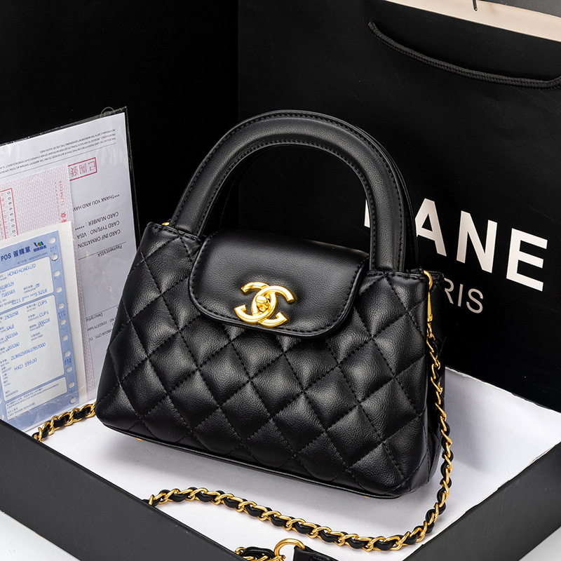 High-Grade little Zhongxiang grandma rhombus bag all-match Fashion genuine leather Chanel style portable shoulder bag 2024 New