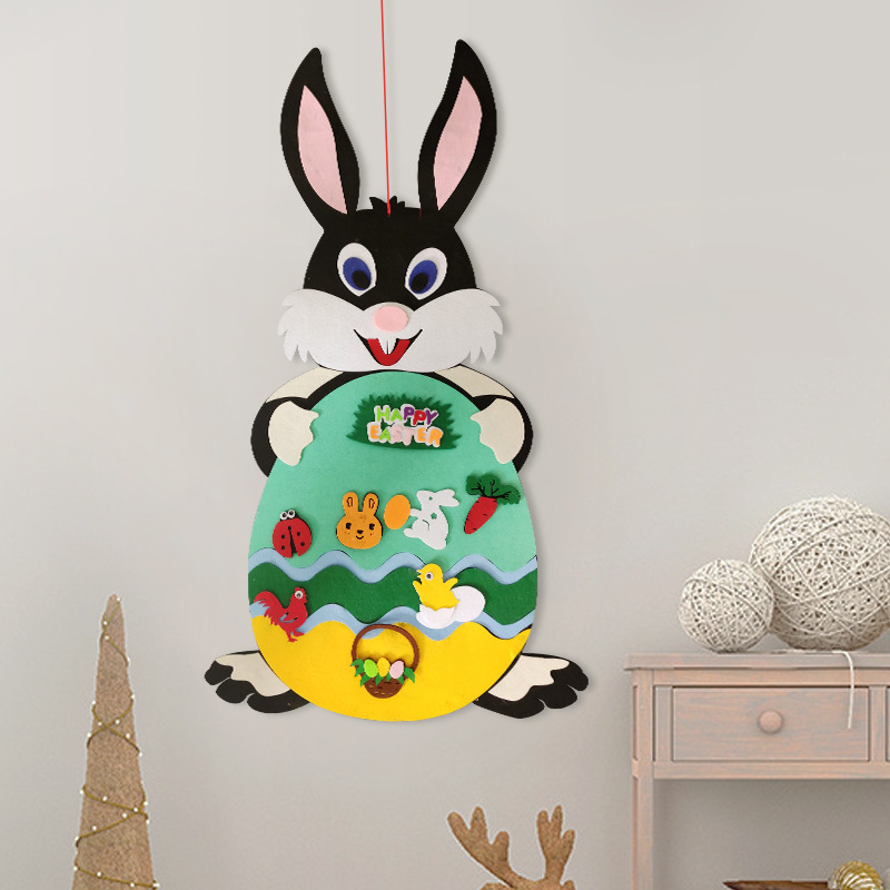 Easter felt bunny pendant Children DIY puzzle living room decoration