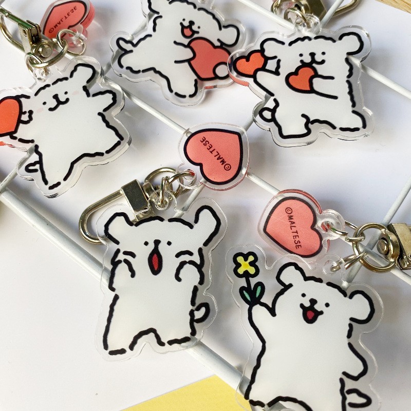 Marzisi dog puppy keychain pendant acrylic cartoon cute ins holiday schoolbag keychain ring