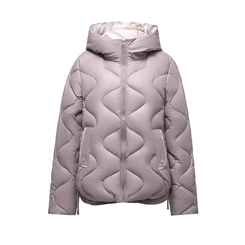 Cotton-padded women's short 2024 new bright face fashion western style slim thin hooded cotton-padded jacket women's cotton-padded jacket coat