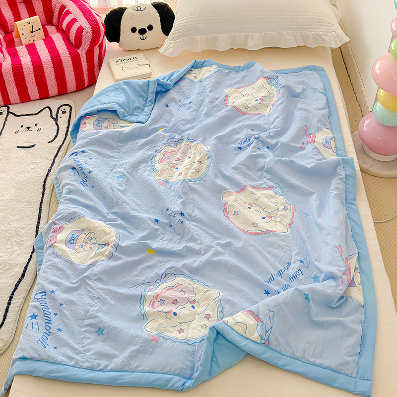 Summer Cartoon Children's Double-layer Yarn Summer Quilt Sanrio Yugui Dog Air Conditioning Kulomika Machine Washable Naked Sleeping Thin Quilt