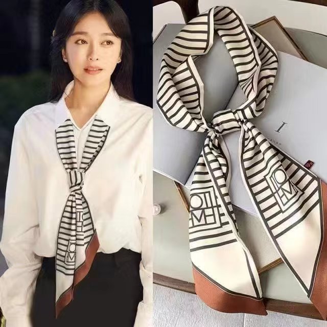 2024 Convenient Small Scarf Women's Popular Spring and Summer All-match Neck Protection Necklace Small Long Scarf Women's Thin