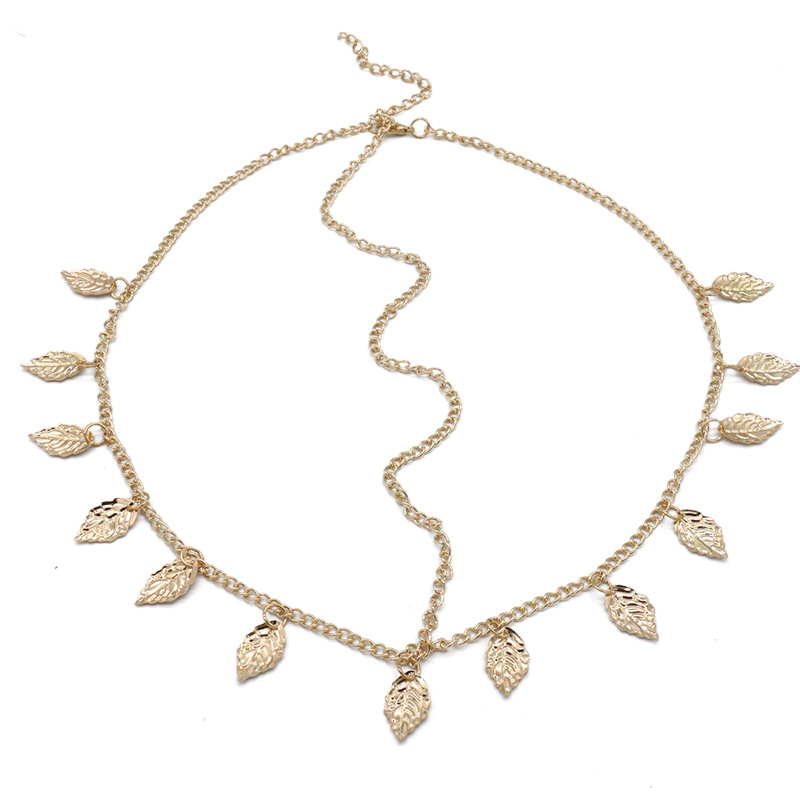 European and American new retro street shot Super Flash sequined leaf shape chain headdress hair band hair accessories hair chain FD0017