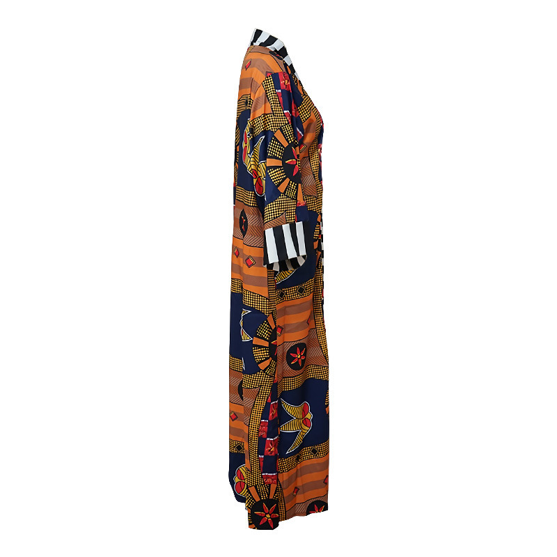 LG001 African Ethnic Style Women's Coat Long Printed Kimono Foreign Trade Source Cross-border 2024 New Coat_voghion.com