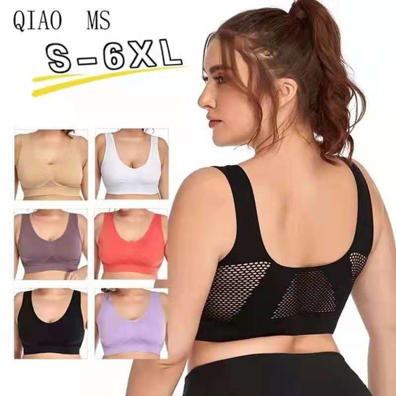 Foreign Trade S-6XL Shockproof Sports Bra Breathable Hole Hollow Mesh Beautiful Back Large Size Cross-border Yoga Underwear Bra