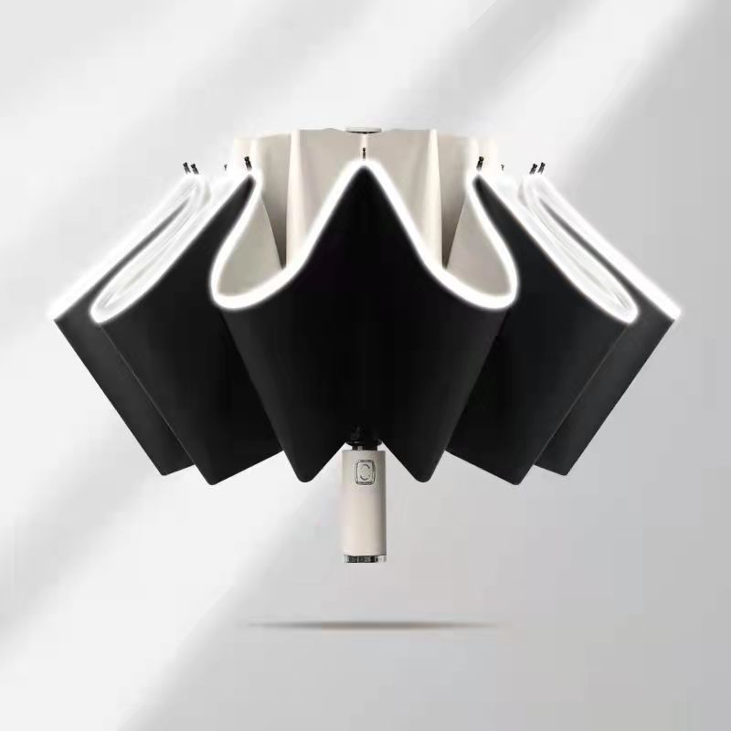 New Xiaomi fully automatic three-fold vinyl reflective strips rain or shine ten-bone wind-resistant reverse umbrella with logo