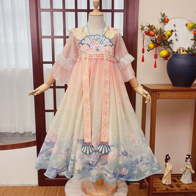 Children's Hanfu summer clothing Super fairy ancient costume girl 2023 New Girl's ancient Tang suit summer children's clothing skirt summer