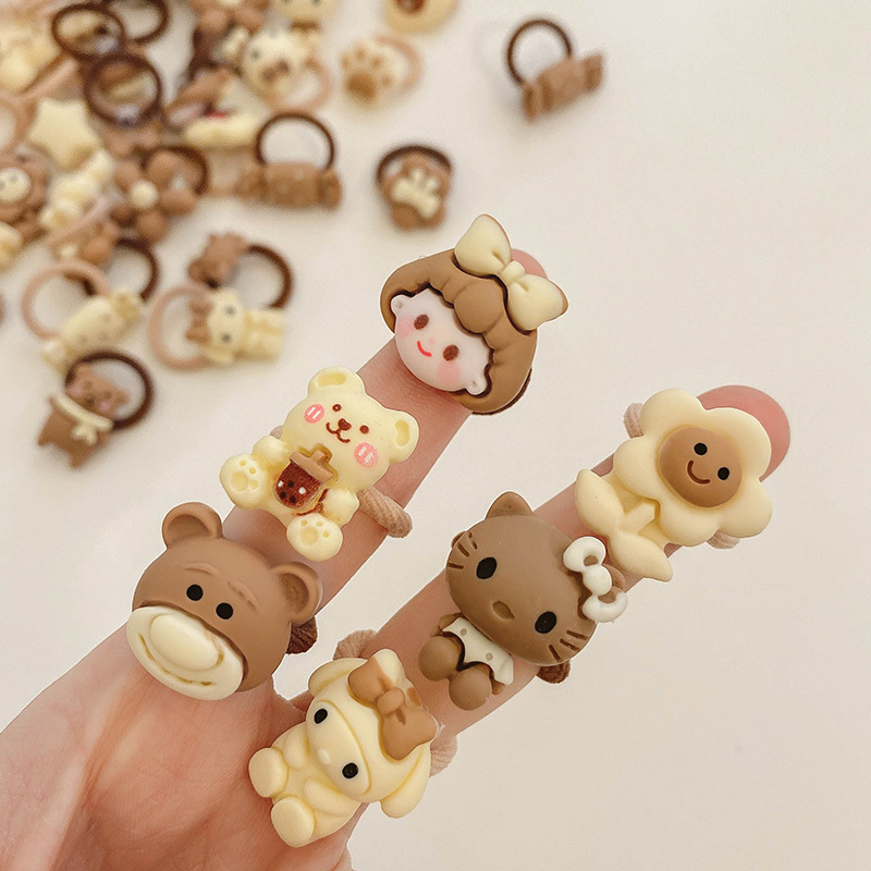 Baby cute small size thumb hair band Internet celebrity milk brown hair tie rope children do not hurt hair elastic rubber band hair accessories