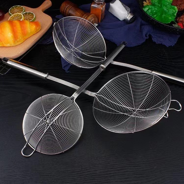 Hot Pot Household Stainless Steel Colander Fishing Dumplings Noodles Draining Filter Mesh Fried Double Hook Line Leakage Kitchen Strainer